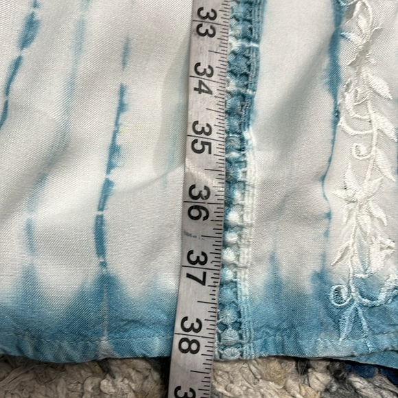 Raya Sun Dress Teal Blue Tie Dye Embroidered Lace Sleeveless Size 1X - Picture 5 of 6